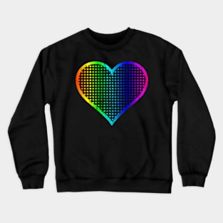 Distressed Rainbow and Black Gingham Heart Crewneck Sweatshirt